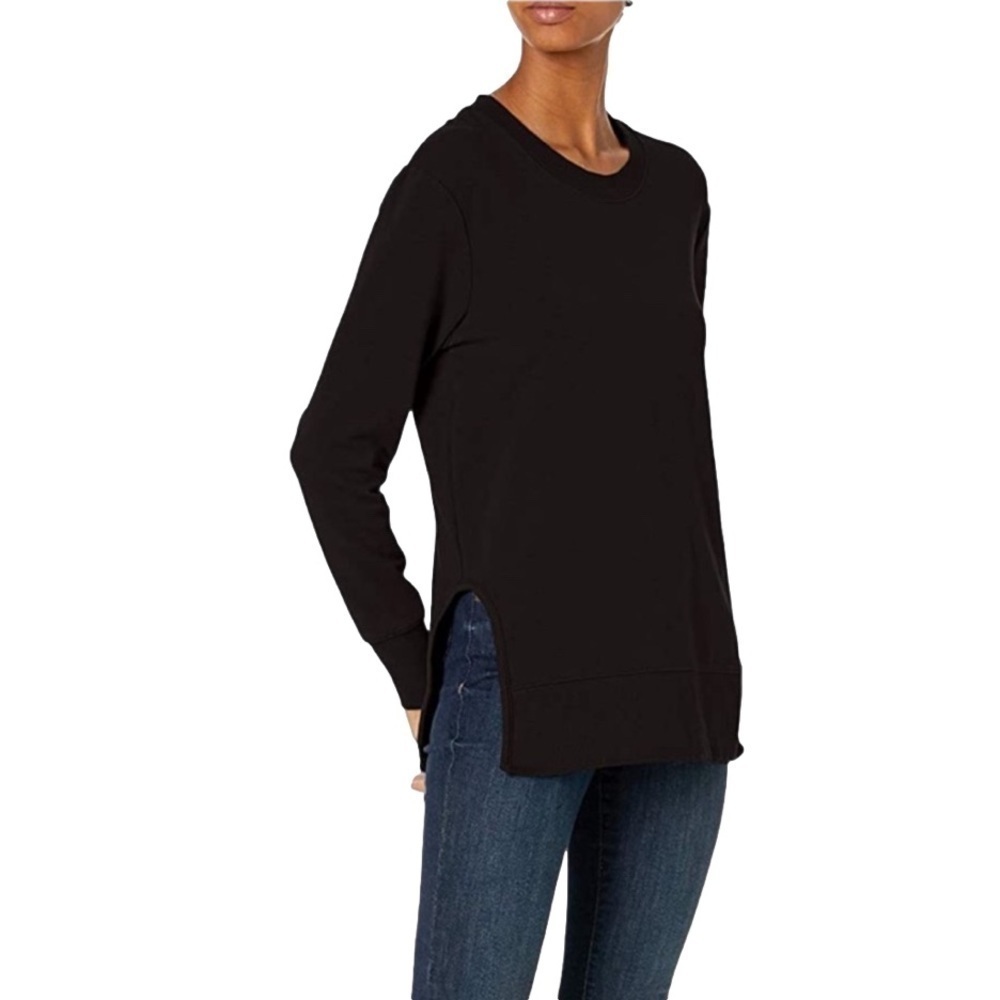 Crewneck Long-Sleeve Sweatshirt with Side Cutouts Sz M